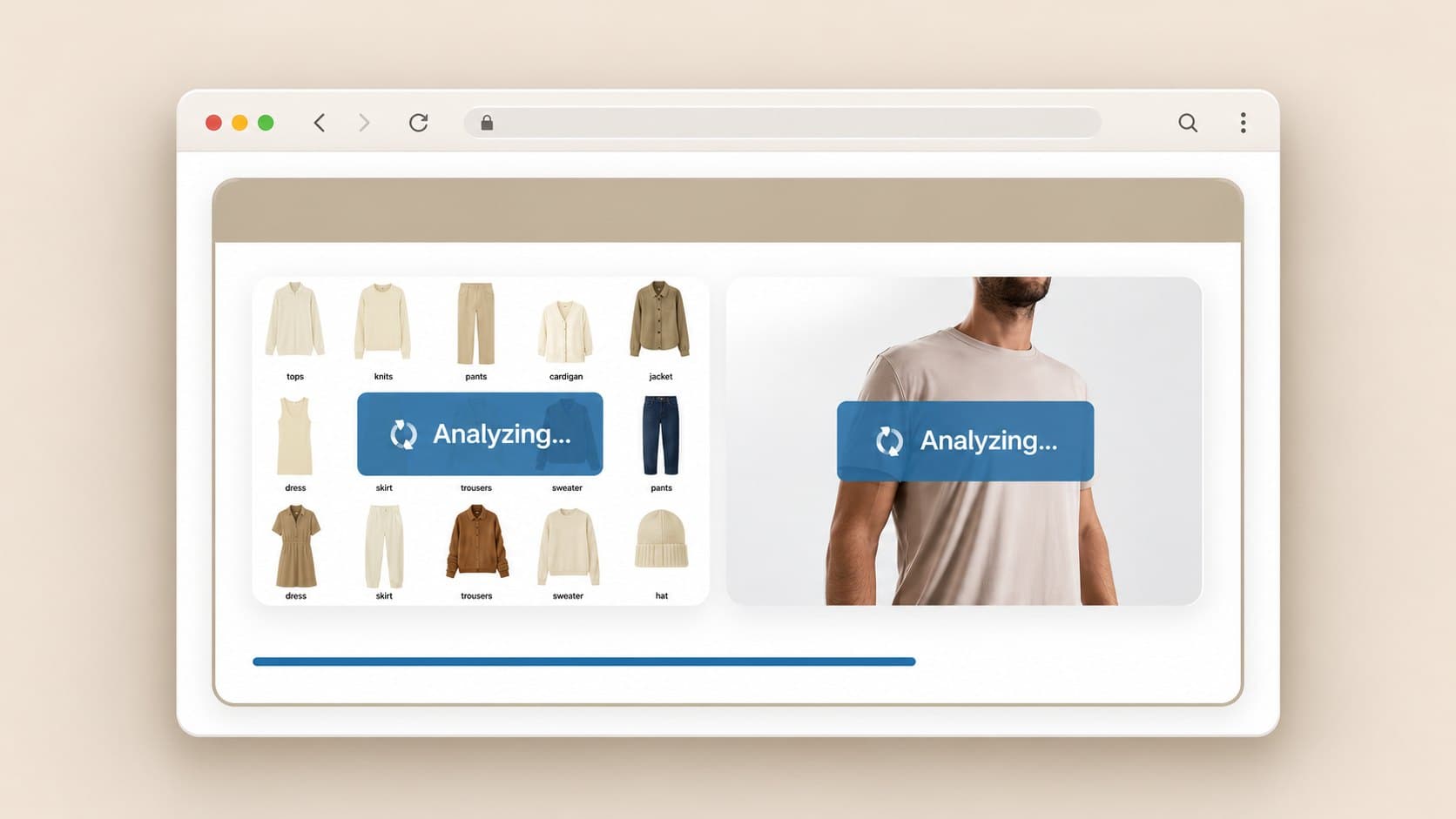 BetterChoice platform shown in a browser window, analysing a catalogue of fashion products