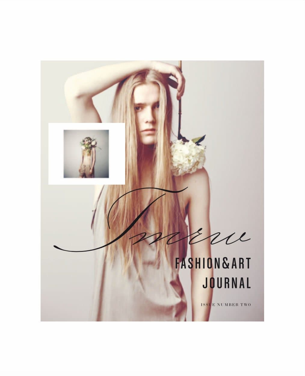 Tomorrow’s Journal issue 2 cover: a model with long hair and flowers