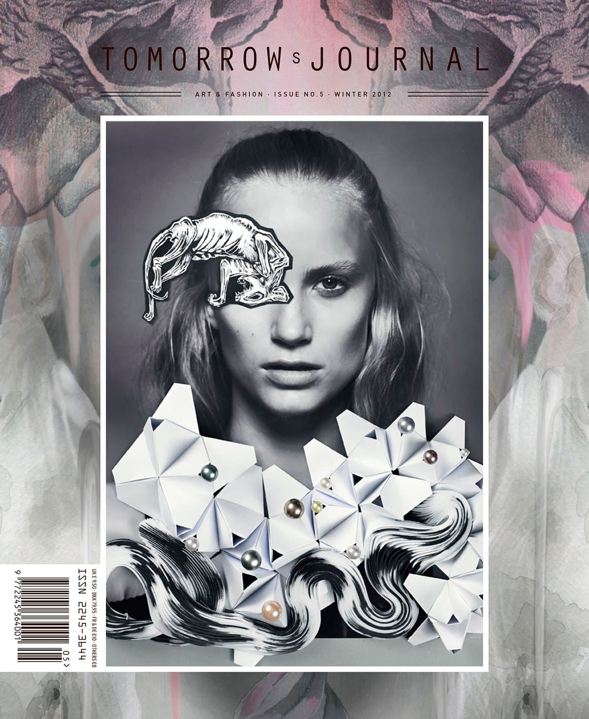 Tomorrow’s Journal issue 5 cover: an illustrated portrait with sculptural forms