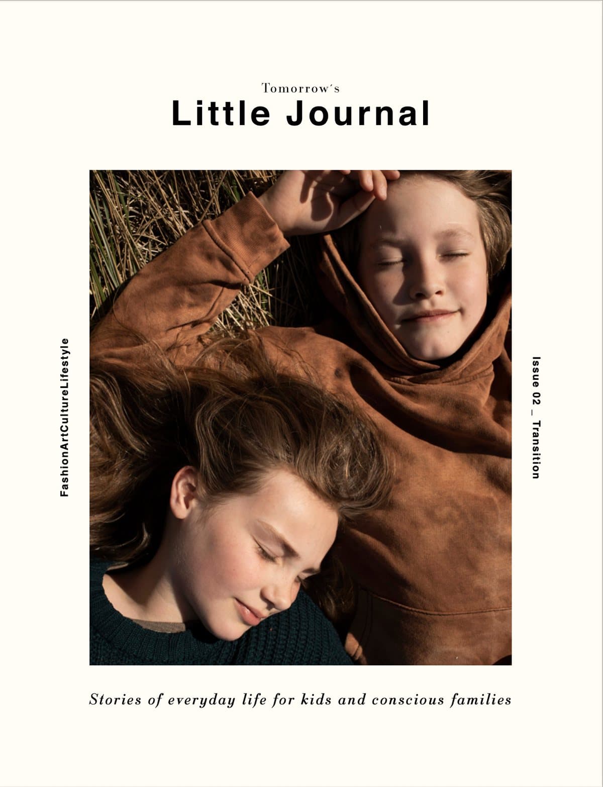 Tomorrow’s Little Journal issue 2 cover: two children lying in the grass