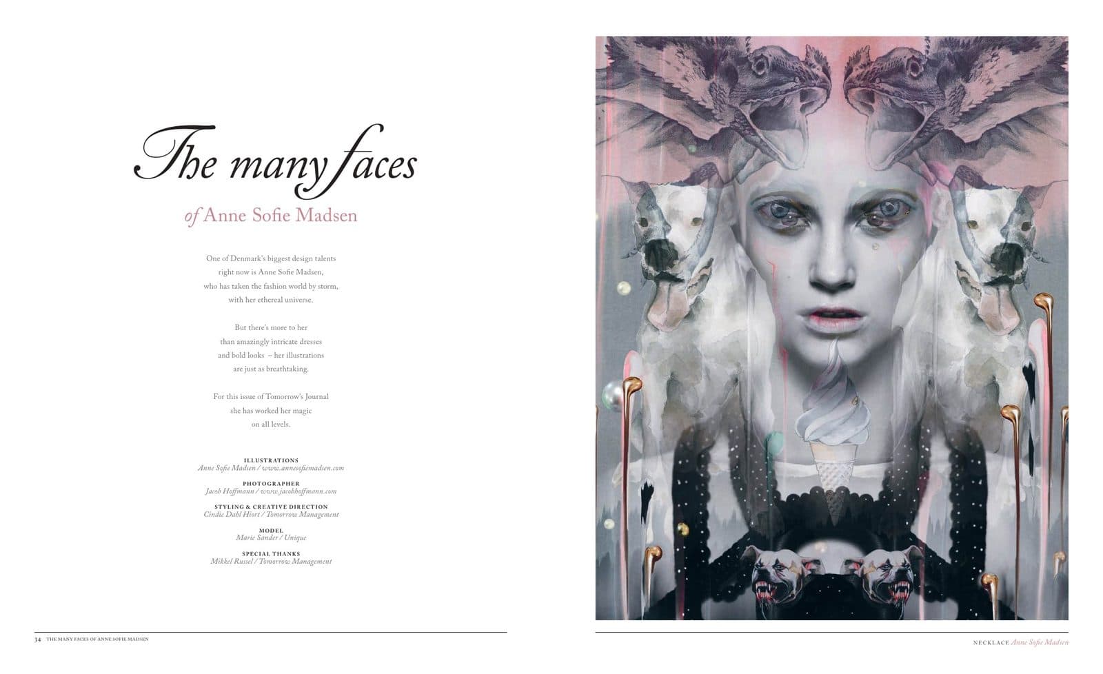 Opening spread of The Many Faces of Anne Sofie Madsen